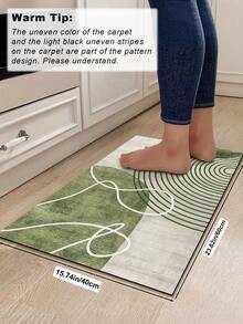 1pc Rubber Material Kitchen Long Runner Rug, Colorful Geometric Print Pattern, Nordic Luxury Style Kitchen Mat, Long Runner Rug For Laundry Room, Thick Fabric With Foot Feel, Easy Care Machine Washable, Practical Entryway Doormat Home Decor, Suitable For Dining Room, Kitchen, Laundry Room, Indoor Entrance, Autumn/Winter Gift - Green - View 12