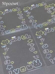 50pcs/Set Ins Style Transparent Cute Cat OPP Packaging Bag Birthday Celebration Party Gift DIY Card Postcard Gift Bag - Repacking Bags - View 6