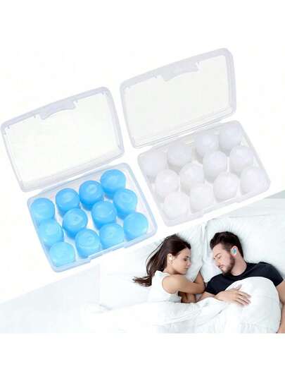 12pcs Earplugs For Sleeping Noise-Proof, Soft Silicone Ear Plugs For Sleep, Reusable Noise-Proof Earbuds Earplugs For Snoring, Sleeping, Airplanes, Travel, Work, Studying