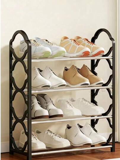 1pc Shoe Rack Organizer, Multi-Tier Shoe Storage Shelf, Freestanding Shoe Rack, 4-Tier/5-Tier Shoe Rack, Closet Shoe Rack, Floor Shoe Rack Cabinet, Black/White/Pink Shoe Rack, Space-Saving Stackable Shoe Rack For Bedroom, Floor, Outdoor, Dorm