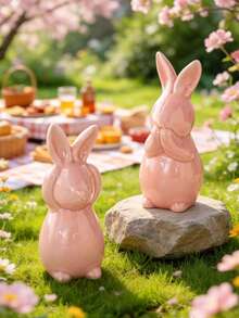 1 Set Ceramic Rabbit Decor Figurines, Minimalist Style, Suitable For Outdoor Garden And Yard Decoration, Multiple Colors, Creative Ceramic Crafts | Ideal For Yard, Balcony, Lawn, Home, Wedding Decoration, And A Perfect Holiday Gift For Family And Friends - 1 Set - View 6