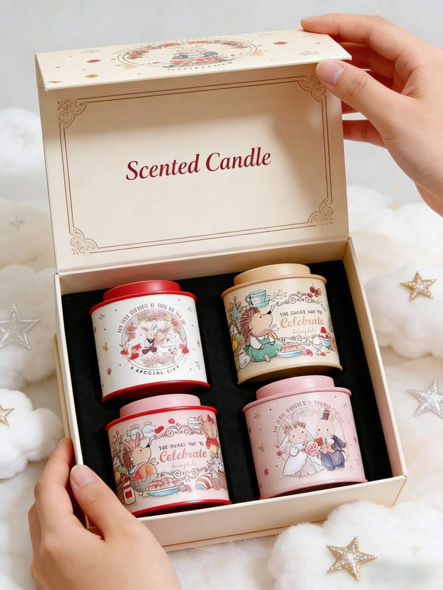 Caja de regalo con forma de conejo, vela de cera de soja con fragancia duradera, adecuada para la decoración del hogar en la sala de estar o el dormitorio, regalo ideal para la novia, cumpleaños, boda, fiesta, decoración de escritorio, fotografía, relajación cómoda, Día de San Valentín, Día de la Madre - Varios - Ver 1