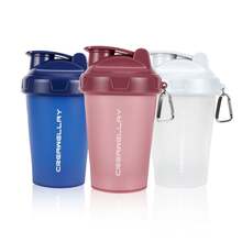 3*500ml Protein Shaker Cups With Stainless Steel Mixing Ball - Perfect For Pre-Workout, Includes Carrying Handle & Whisk Ball - Ideal Kitchen Water Bottle , Dishwasher - xanh/hồng/trắng - Xem 4