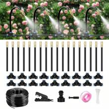 60Ft Drip Irrigation System Garden U2013 360 Bendable Automatic Watering Kit With 18 Adjustable Nozzles, Misting Hose Greenhouse, Lawn, Yard Plants 60 FT - 60 FT - 查看 2