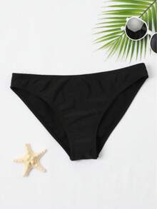 Swim Basics Summer Beach Solid Bikini Bottom - White - View 6