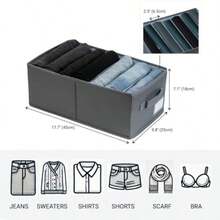 Agufox Set de 2 Cajas Organizadoras para Clósets - Roperos Tipo Closet Organizador de Playeras Máxima Eficiencia en Organizador de Pantalones Gris Oscuro 45x25x18cm - Gris - Ver 3