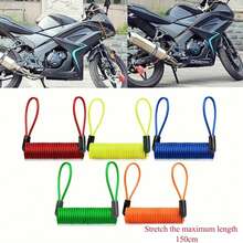 Bloqueo de de resorte para bicicleta, cuerda antirrobo, alarma, bloqueo de disco, recordatorio de  para bicicleta, protección antirrobo para motocicleta, 120-150cm KOCN - Beis - Ver 2