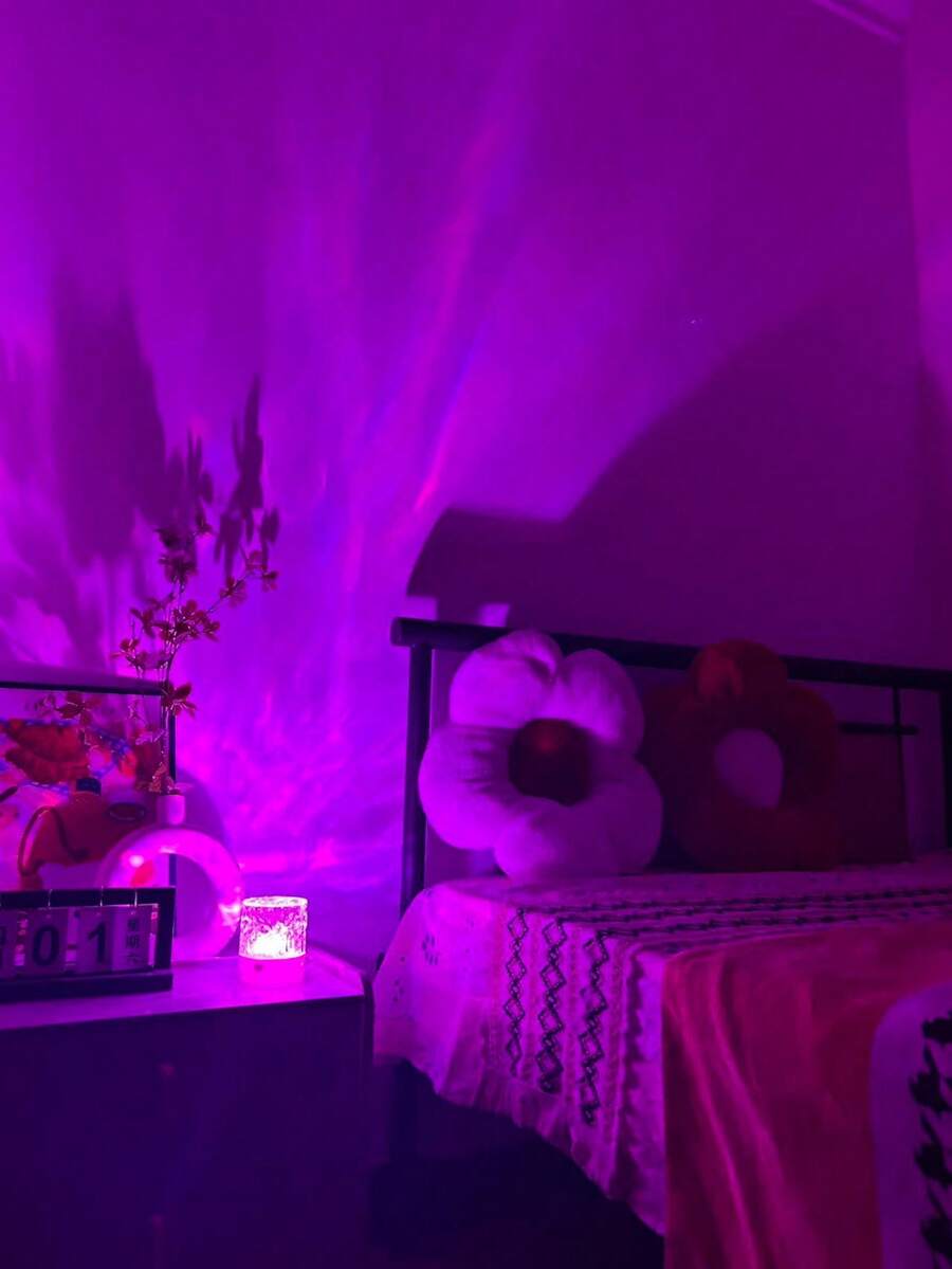 1pc 16-Color Wave Projection Night Light, Glowing Projection Lamp With Touch/Remote Control, USB Powered, Suitable For Bedroom, Living Room, Game Room, Perfect Gift For Holiday, Birthday, Party Decor - Multicolor - View 1