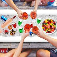 Inflatable Serving Bars Ice Buffet Salad Serving Trays Food Drink Holder Cooler Containers Indoor Outdoor BBQ Picnic Pool Party Supplies Luau Cooler W Drain Plug - White - View 3