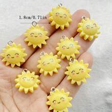 10个彩色树脂可爱卡通向日葵吊坠，时尚DIY耳环首饰，节日主题 - 太陽花 - 查看 3