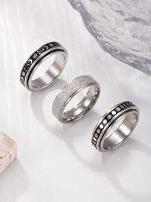 3件套不锈钢戒指，可旋转，男女通用，适合日常佩戴、节日、约会、送礼。 - 多色-3pcs - 查看 13