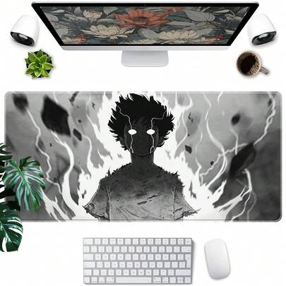 1PC Anime Mob Psycho 100 Mouse Pad - Rubber Base Polyester Desktop Pad, Keyboard Pad, Ideal For Gaming And Office Use, Laptops And Motorhomes, Perfect Birthday Or Christmas Gift, Best Desktop Decoration Mouse Pad