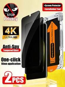 XINHONGYU 2片裝 Galaxy S 系列隱私螢幕保護貼，支援 0.2 秒指紋解鎖，相容 Galaxy S2/26+/26/Ultra Galaxy S25 Ultra/S25+/S25/S24 Ultra/24 Plus/24/23/22/21，25° 防偷窺鋼化玻璃，全螢幕覆蓋，防指紋、防摔、防刮、零氣泡，生日禮物，送給家人與朋友的手機螢幕保護貼配件 - 黑色 - 查看 15