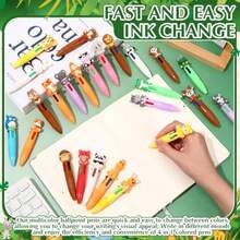 25pcs  Safari Multicolor Pens In One 4-In-1 Fun Cute Animals Pens Bulk Ballpoint Pen For Novelty Gifts Assorted Ink Teacher Office Birthday Supplies Goodie Bags Stuffers - 25 - Xem 5