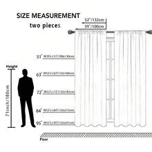 2片装白色和绿色几何线条印花现代简约风格平纹薄纱窗帘，100%涤纶面料，杆袋式，无衬里，90克/平方米，宽度180厘米，适用于卧室、客厅、餐厅和浴室。 - 彩色 - 查看 3