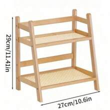 2/3-Tier Bamboo Freestanding Storage Shelf, Desktop Organizer, Desk Storage Rack, Kitchen Spice Rack, Doll Display Stand, Coffee Organizer, Cup Holder, Plant Pot Stand, Kitchen Storage Rack, Dorm Cosmetics Organizer. Suitable For Kitchen, Bedroom, Dormitory And Office Desk. - Màu be - Xem 12