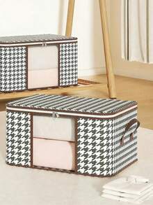 1/2/4pcs Large Capacity Fabric Storage Bags With Handles, Foldable Closet Organizer Bags For Clothes, Bedding, Comforters, Toys, Zippered And Transparent Window Design - Grey - View 5