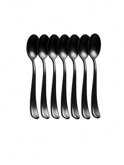 5/25/50/100pieces Black Dessert Spoon Cutlery Set, Cake Salad Spoons, Salad, Pasta, Dessert, Appetizer, Suitable For: Birthdays, Weddings, Parties, Family Gatherings, Team Building, Outdoor BBQ, Camping, Banquets, Mother's Day, Christmas, Kitchen Utensils (Full Dinner Set, Spoons, Kitchen Utensils)
