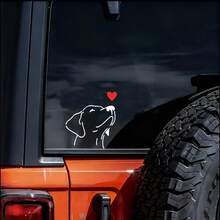 Labrador Dog Sticker Compatible With Motorcycle, Car, Laptop & Fridge - Transparent Vinyl Decal With Cute Labrador Puppy & Hearts - Waterproof Durable Temporary Decoration For Lab Lovers, Scratch Protection (Asymmetric Shape) - A - View 7