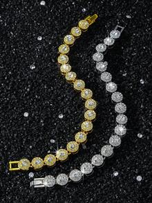 1 Set Collar y Pulsera de Hombre con Cadena de Diamantes Redondos de Cristal - Estilo A - Ver 8