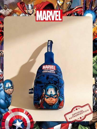 Marvel 1 Pc  Officially Licensed Pattern Sling Bag, Men' Casual Crossbody Bag, Lightweight Adjustable Strap Chest Bag,Cartoon Coin Purse, Ideal For Men,Boy, Young Fans,Students, Perfect For Daily School Runs, Outdoor Play, Theme Park Visits, Holiday Trips, Convenient For Holding Snacks