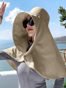 女士全脸防晒帽，披肩式遮阳帽，透气材质，一体式颈部遮盖，披肩帽，沙滩遮阳帽，户外帽，穆斯林头巾，日常佩戴帽 - 多色 - 查看 7