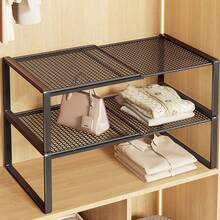 Extendable Wardrobe Tiered Shelves, Wardrobe Storage Rack,Cabinet Tiered Shelves - Black - View 3