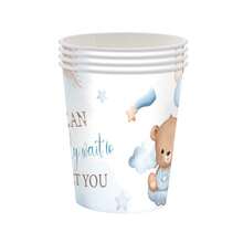 This 50/51-Piece Blue Teddy Bear Disposable Tableware Set Includes 10 Dinner Plates, 10 Dessert Plates, 10 Paper Cups, 20 Napkins, And 1 Tablecloth. This Convenient Tableware Set Is Perfect For Camping, Picnics, Garden BBQs, Baby Showers, Weddings, And Birthday Parties. - Multicolor - View 4