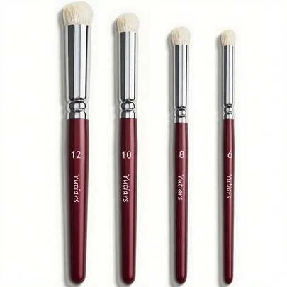 4 Packs Round Dry Brush Set, Suitable For Miniature Painting And Handmade Detailing, Wooden Handle Design, Compatible With Models, Acrylic, Watercolor, Oil Painting, And Ceramic Hollowing Craft