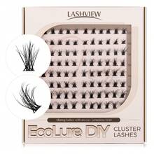 96 pièces Cils en grappe LASHVIEW 3D DIY 10-16 mm, multicouches réutilisables, doux et moelleux, convient aux débutants pour une utilisation à domicile (ML 06) - D - Voir 8