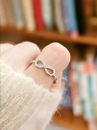 1枚可调节无限符号戒指，镶嵌锆石，浪漫珠宝礼物，适合周年纪念日、情人节或日常佩戴