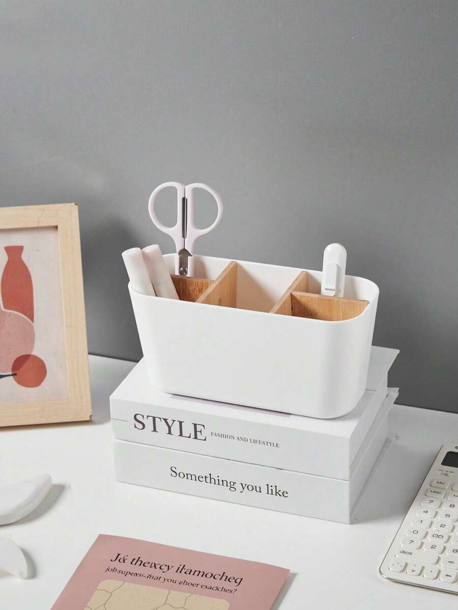 1pc Grid Makeup Storage Box, Household Desktop Skincare Cosmetic Organizer, Dust-Proof Vanity Dresser Shelf