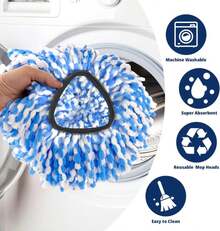 Cabezal de repuesto para mopa giratoria, paquete de 3 cabezales de repuesto para mopa, limpieza fácil, microfibra, recambios para mopa giratoria, lavable a máquina - ColorB - Ver 6