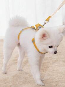 LANGXINGCS 一套狗狗胸背带和牵引绳，背心式猫咪防逃脱胸带，背包式设计，适合泰迪等小型犬，宠物用品 - 彩色 - 查看 6