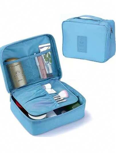 1pc Multi-Functional Cosmetic Bag, Large Capacity Makeup Organizer Bag, Makeup Brush Holder, Bathroom Toiletry Bag, Perfume Storage Box, Waterproof Organizer Bag, Suitable For Toiletries, Colored Pencils, Eyeshadow Brushes, Sanitary Napkins, Lipstick, Makeup Brushes, Eyeliner, Lip Gloss, Skincare Products, Digital Products, Valentine's Day Gift, Suitable For Mother, Friend, Teacher
