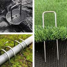 5/10/20PCS U-Type Heavy Duty Galvanized Pins With Gaskets Landscape Staples Garden Stakes Spike Fence Stakes Turf Staple Tent Securing Pegs - Multicolor - View 4