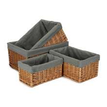 Red Hamper Double Steamed Grey Cotton Lining Wicker Storage Basket - Transparent Black Model - View 1