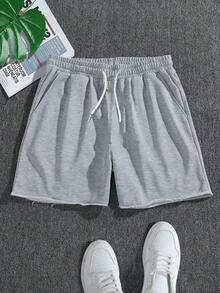 Quần short nam mùa hè dáng rộng, kiểu dáng thoải mái, có dây rút, thích hợp mặc hàng ngày. - Màu Xám nhạt - Xem 1