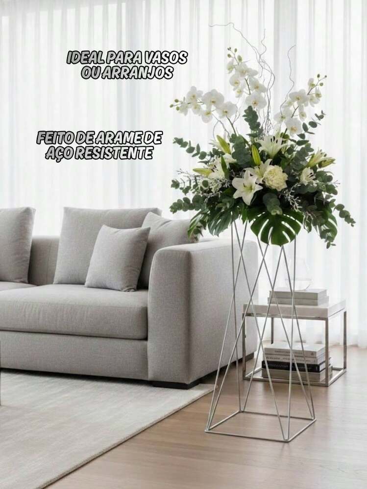 2 Porta arranjo Vaso Dourado Coluna Quadrado Armação Decoração de Festa Grande 40cm - dourado - Visão 3