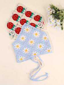 2pcs/Set Bando Daisy untuk Anak Perempuan, Ikat Rambut Segitiga, Bando Elegan Gaya Pedesaan, Aksesori Rambut Rajutan untuk Remaja - MultiWarna - View 3
