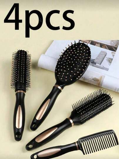 4-Piece Air Cushion Hairbrush, Detangling Brush, And Comb Set Hairbrush And Comb Set Flat Brush Detangling Brush Suitable For Both Men And Women Wet Hair, Dry Hair, Curly Hair