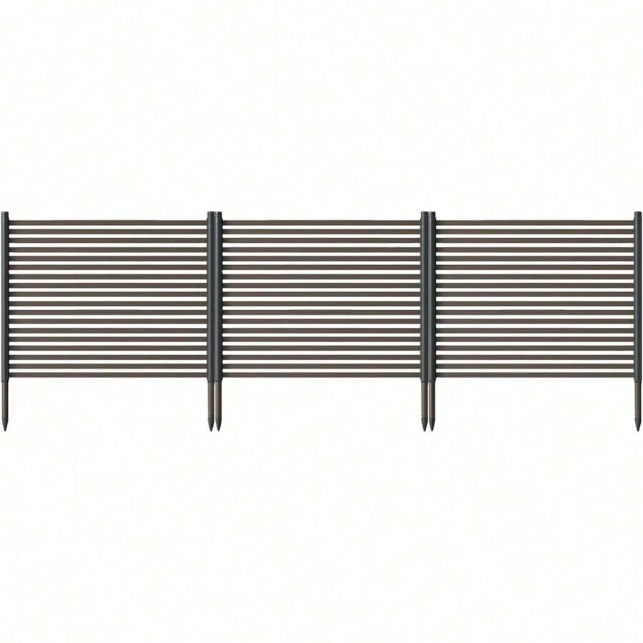 Cercas decorativas largas de 8,8 pies para jardines al aire libre Panel de cerca de metal de 3 paquetes, resistente al clima, fácil de instalar, para patio, césped y decoración del paisaje - Negro - Ver 1
