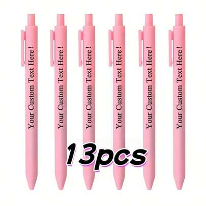 13pcs Customized Pens, Macaron Color Scheme, Plastic Material, Suitable For Company Uniform Customization, School Supplies, Birthday Party Gifts, Christmas, Easter, Valentine's Day, Mother's Day Gifts