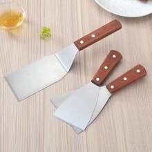 1 件装扁平不锈钢铲，带木柄，多用途厨房烹饪工具，适用于煎锅、薄饼、蛋糕等。 - 銀色 - 查看 2