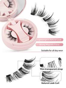 MAANGE 1/8片装CC磁性假睫毛套装，包含磁性夹子，自然可重复使用的假睫毛，强力磁铁，圆形磁性设计，便携，仿貂毛睫毛，适合日常佩戴，防水，无需胶水，拉长并放大双眼，精致卡通睫毛，旅行必备 - 黑色 - 查看 9