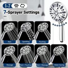 YUNRUICHI Handheld Shower Head With Hose High Pressure 7 Spray Settings  Alloy Bathroom Shower Head Strong Water Flow For Modern Home Shower - White - View 6