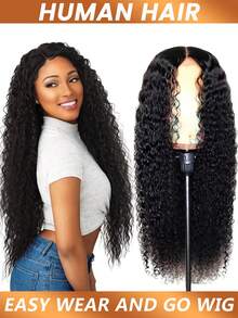 200% Density V-Shaped Wavy Wig, Seamless Invisible Hairline, No Glue Needed, Suitable For Beginners, No Hair Left Out, No Glue, No Sewing Required - Natural Black - View 3