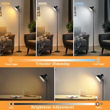 1 قطعة مصباح أرضي LED قابل للتعديل بارتفاع 57 بوصة، درجة حرارة اللون 3000-6500 كلفن قابل للتعتيم، تشطيب معدني، مصباح مكتب قائم للغرفة المعيشة والنوم والمكتب والديكور - أسود (ارتفاع قابل للتعديل) - مشاهدة 7