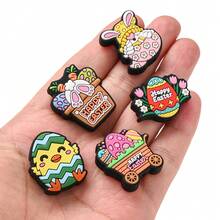 5颗复活节硅胶珠，可爱兔子造型带孔珠子，DIY串珠，手工饰品配件 - 彩色 - 查看 4