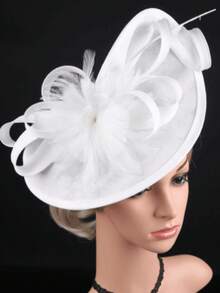1Pc Fascinators Hats Women Fancy Tea Party Hats Funeral Headwear 2024 Elegant 1950s Derby Hats Hair Clip Bride Wedding Party Headband 1920s Headpiece Horse Race Vintage  Fedora Beret Hats 50s Outfit Hats Black Funeral 1940s Dresses Victorian Hat Pillbox Hats Accessories Women Girl Birthday Mother's Day Halloween, Tiny Hats, Fascinator, Top Hat , Cap, Autumn, Rave, Gifts, Hair Accessories, Gala Night - trắng - Xem 12